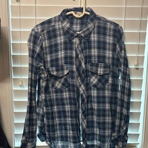 Kut from the Kloth Navy and White Plaid Blouse